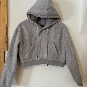 Gray Cropped Hoodie